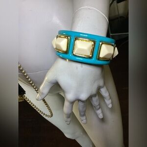 Vintage baby blue and cream bangle